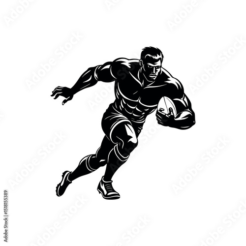 Fantasy Football Player Silhouette Set Game Action Clipart