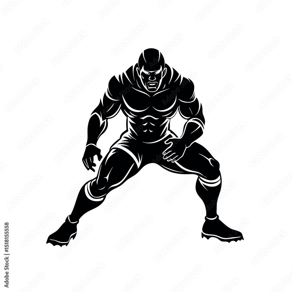 Fototapeta premium Fantasy Football Player Silhouette Set Game Action Clipart