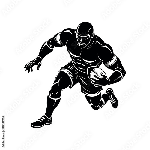 Fantasy Football Player Silhouette Set Game Action Clipart