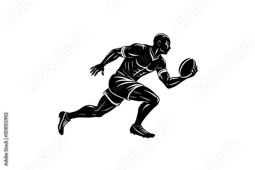 Fantasy Football Player Silhouette Set Game Action Clipart