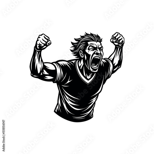 Fantasy Football Player Silhouette Set Game Action Clipart