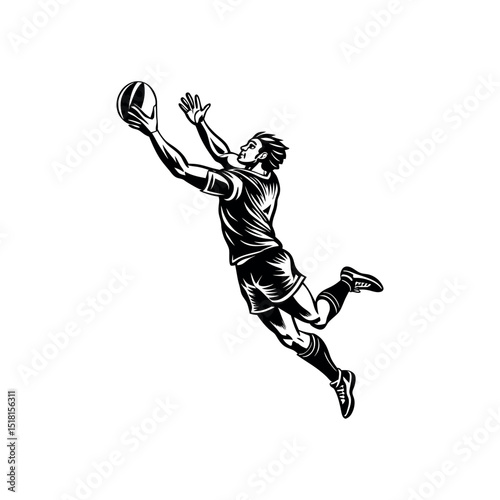 Fantasy Football Player Silhouette Set Game Action Clipart
