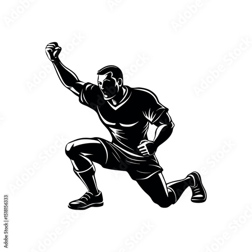 Fantasy Football Player Silhouette Set Game Action Clipart