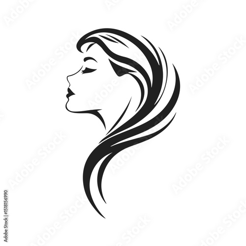 Elegant woman silhouette, female profile vector, beauty salon logo, lady face outline, stylish girl head design
