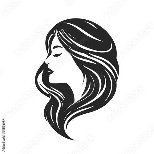 Elegant woman silhouette, female profile vector, beauty salon logo, lady face outline, stylish girl head design