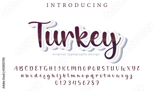 Turkey Font Stylish brush painted an uppercase vector letters, alphabet, typeface