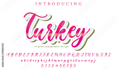Turkey Font Stylish brush painted an uppercase vector letters, alphabet, typeface