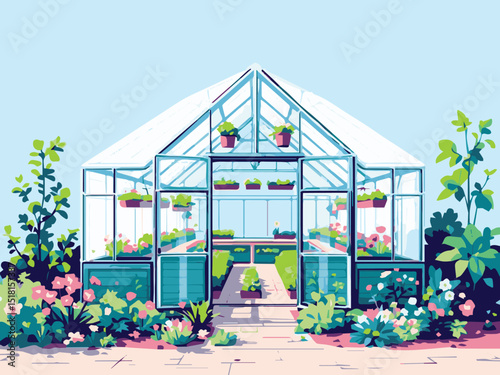 Open Greenhouse with Plants