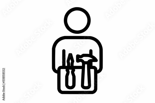 Outlined human figure with toolbelt — empowered creator.