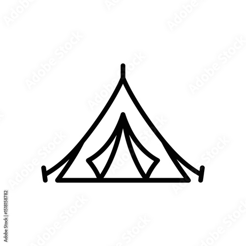Simple line drawing of a camping tent in minimalist style  