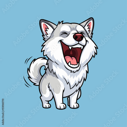 Happy husky cartoon vector illustration