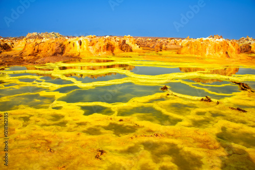 Tableau sur toile Danakil Depression, a geological wonder in the Afar region where three tectonic plates meet, often called the Cradle of Humanity