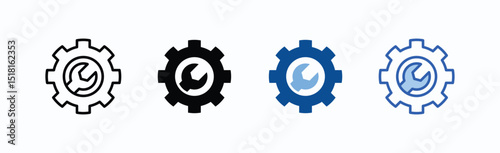 Settings Icon Sheet Multiple Style Collection Isolated Vector