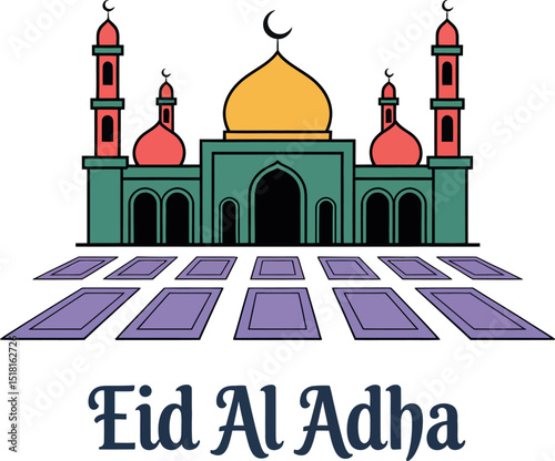 Illustration of the Green Mosque for Eid al-Adha Vector