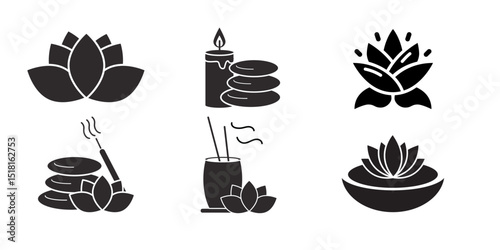A comprehensive set of vector icons for peace and meditation symbol