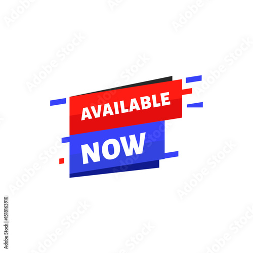 Available Now Red Blue Modern Announcement Banner Design