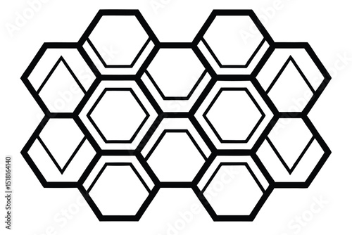 Honeycomb hexagons abstract line art vector illustration