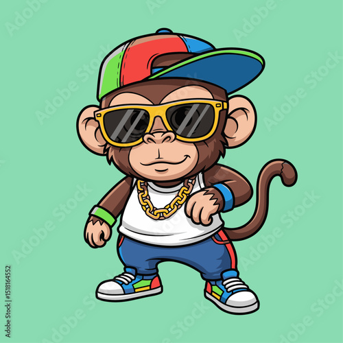 monkey vector illustration in rapper style