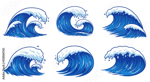 Collection of Stylized Ocean Waves