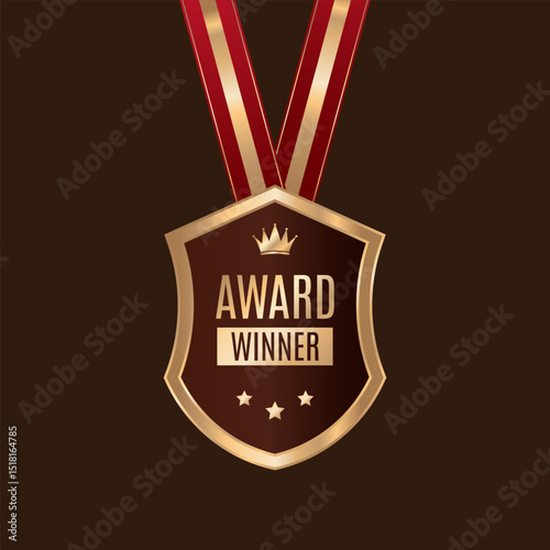 Award Winner Creative Badge Idea Stylist and elegant golden shield design