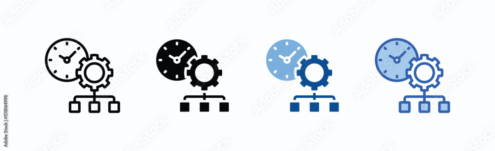 Time Management Icon Sheet Multiple Style Collection Isolated Vector Time Management Icon Sheet Multiple Style Collection Isolated Vector