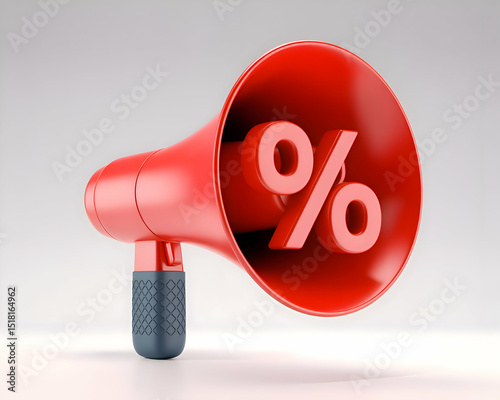 Red Megaphone Announcing Big Percentage Discount Sale