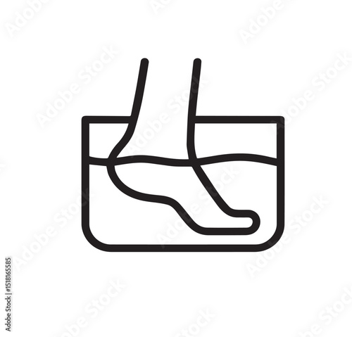 Foot Soaking in Water Line Icon – Minimal Spa or Relaxation Concept