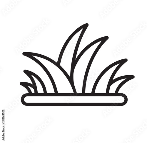 Minimal Line Icon of Grass Patch or Turf in Outline Style