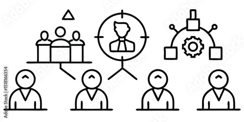 Business structure and team management isolated on white background