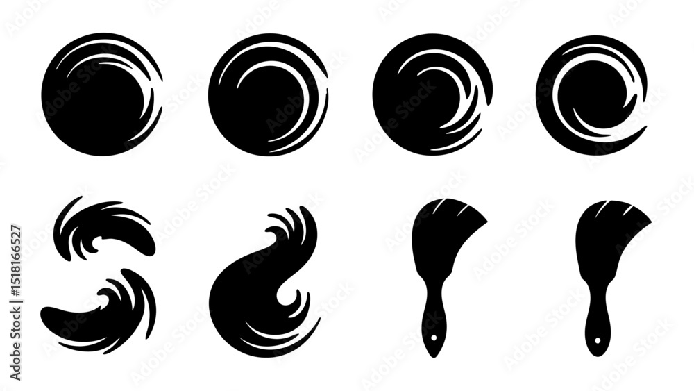 set of brush strokes vector silhouette set of brush strokes vector silhouette