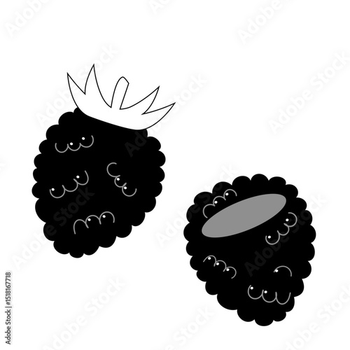 フルーツ　ラズベリーのシンプルアイコン　モノクロ〜Fruit raspberry simple icon monochrome〜