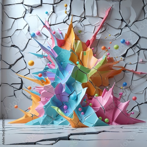 Cracked Wall on White background