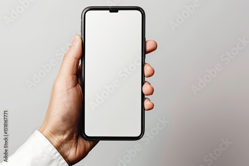 Blank Cell Phone Screen Mockup in a Hand, Ideal for App or Mobile Device Advertising
