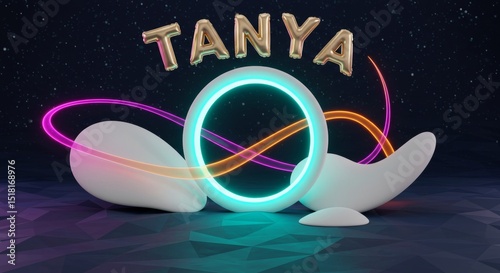 Colorful abstract design with glowing elements and the name Tanya  