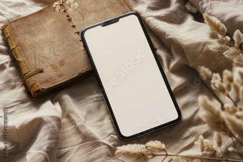 Detailed Color Image of Earth Tones Phone and Book