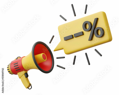 Announcing Big Discount Sale with Megaphone and Speech Bubble