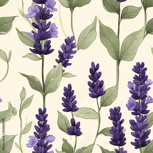 Lavender Pattern background and flower seamless pattern. Generative AI