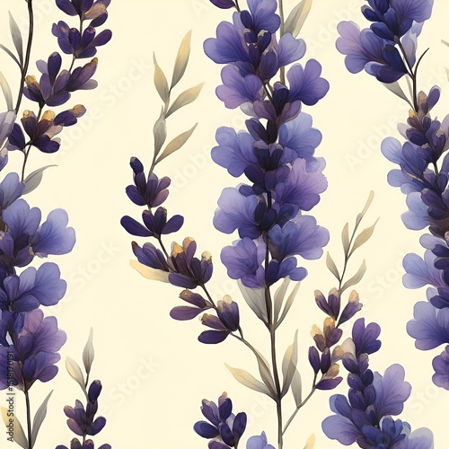 Lavender Pattern background and flower seamless pattern. Generative AI