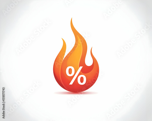 Hot Sale Discount Offer Percentage Flame Logo