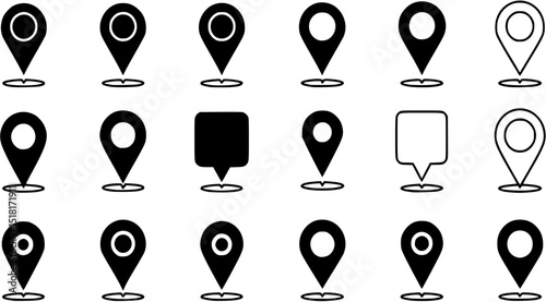 set of   Location pin icon. Map pin place marker. Location icon. Map marker pointer icon set. GPS location symbol collection. Flat style - stock vector.
