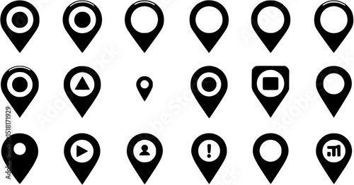 set of   Location pin icon. Map pin place marker. Location icon. Map marker pointer icon set. GPS location symbol collection. Flat style - stock vector.
