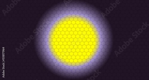 Bright Yellow Glowing Circle with Purple Aura
