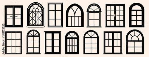 Various window designs collection, element vector set