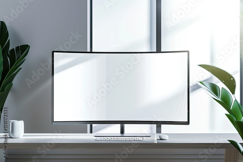 Vibrant Image of Ultrawide Computer Monitors Mockup, Front View