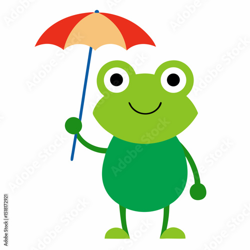 frog with red umbrella
