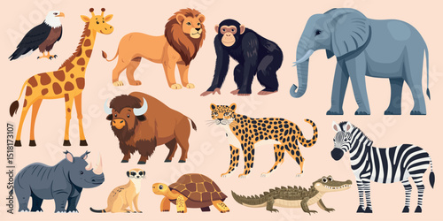 Diverse wild animal illustrations, element vector set
