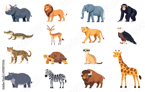 Diverse wild animal illustrations, element vector set