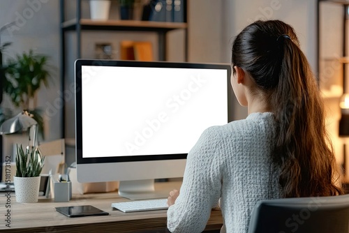 High Detail Visual of Smiley Woman at Desk Working