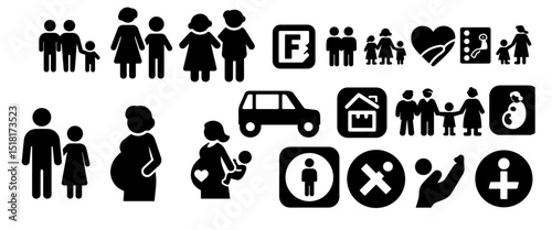 Transportation, vehicle icon 50 set. Vector glyph pictograms of travel, logistics, public transit concepts, car, train, bus, bicycle, boat, and airplane black silhouette
