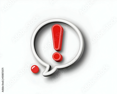 Red Exclamation Mark in White Speech Bubble 3D Icon